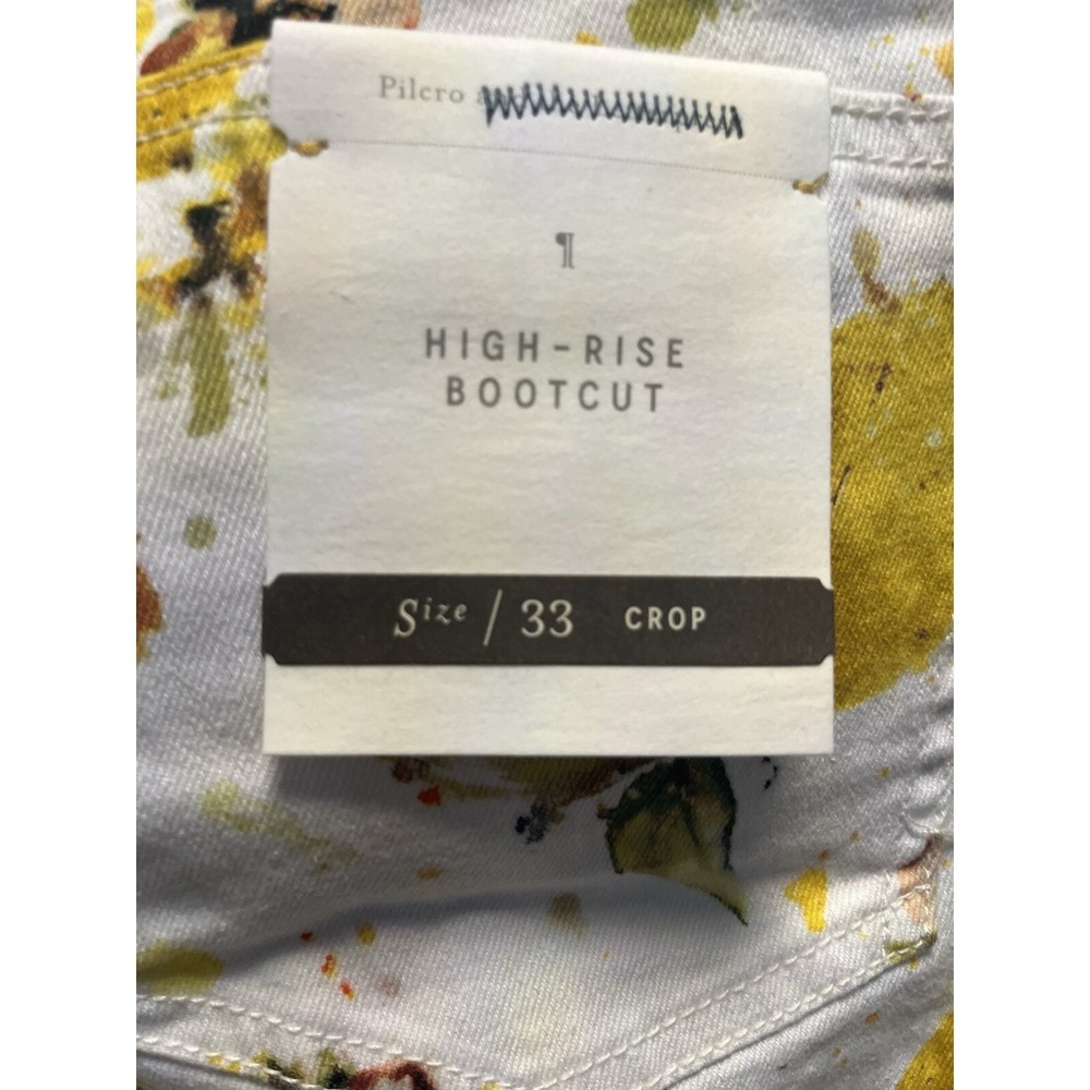 Pilcro Anthropologie Lemon Print High Rise Bootcut Jeans Womens 33 White NEW - Picture 3 of 16